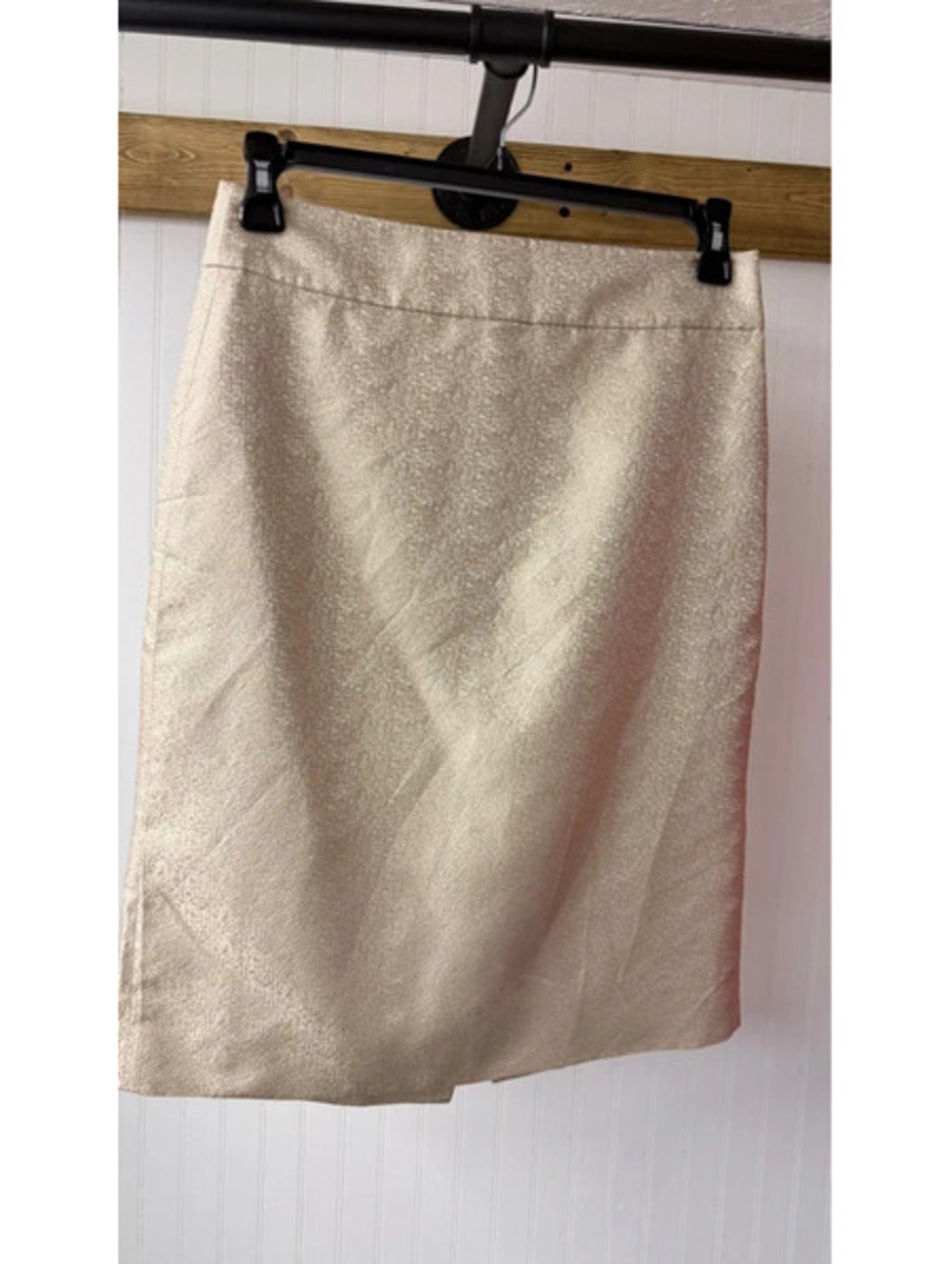 J.Crew Gold Shimmery Pencil Skirt silk size 6 holiday corp chic party